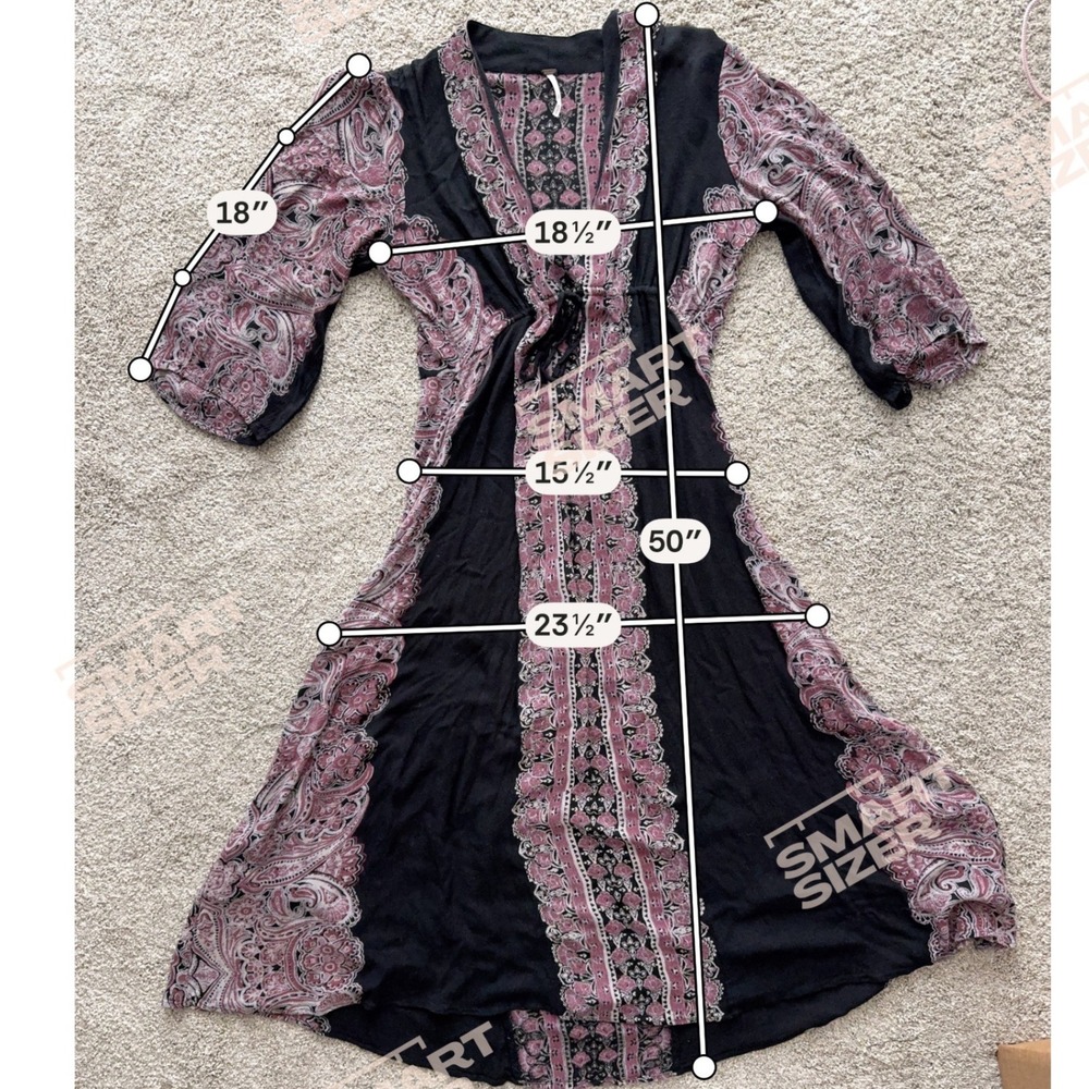 Free People Paisley Maxi Dress Deep V Neck Boho Witchy Flowy Gypsy Whimsigoth - Picture 2 of 10